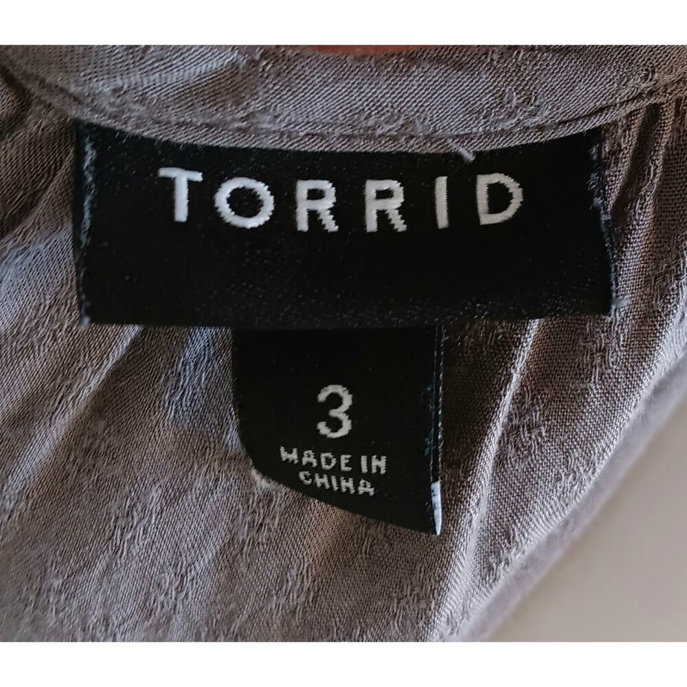 TORRID 3 Cold Shouler Gray Tunic Top Rayon 3X Boho - Picture 5 of 7